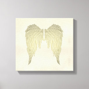 Anjo Wings Dourado Muro Pintando na Canvas