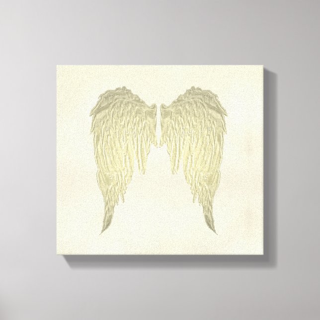 Anjo Wings Dourado Muro Pintando na Canvas (Frente)
