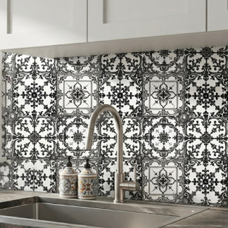 anjos barrocos, azulejos pretos e brancos