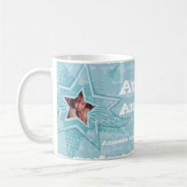 Anjos da tia em estrelas caneca azul