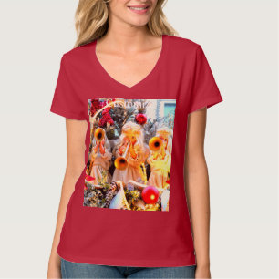 Anjos Feliz de Natal trompeçando camiseta