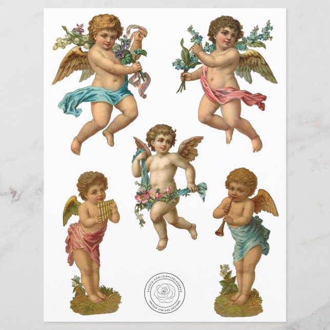 Anjos Vitorianos Cortam Papel Escrapado Fussy Cort (Frente)