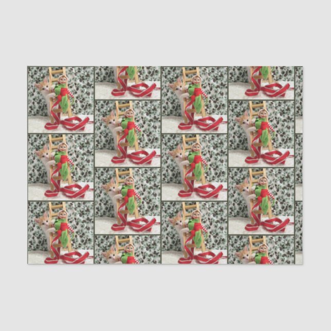 Annie e Elf - Papel Tecido Gato / Gatinho (Frente )