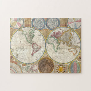 Ano 1789 - quebra-cabeça do mapa mundial de cores