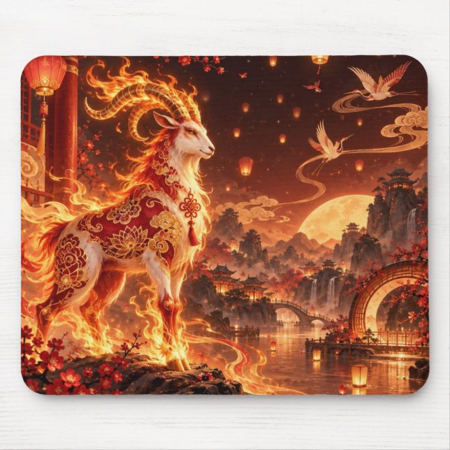 Ano do Bode 2027 Zodíaco Chinês Mouse Pad (Frente)