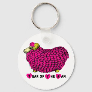 Ano do Chaveiro de Ram Sheep ou Goat Pink
