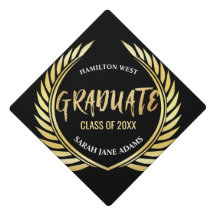 Ano dourado afiado do formando da grinalda do