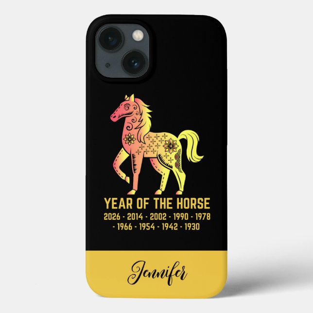 Ano Dourado De Gradiente Do Nome Zodiac Do Cavalo  (Verso)