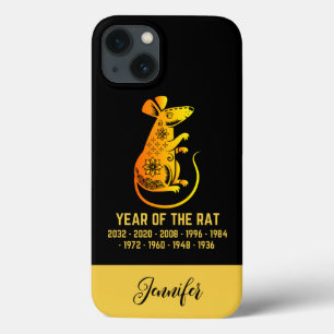 Ano Dourado De Gradiente Do Rato Zodiac Nome Negro