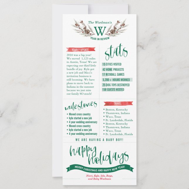 Ano em Revisão de Cartões de Natal com Fotos (Frente)