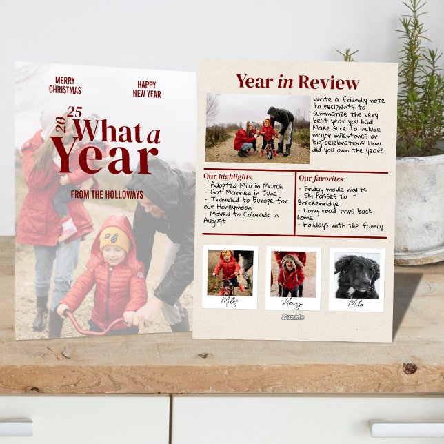 Ano Moderno em Revisão do Cartão com fotos de Féri (Celebrate your one-of-a-kind 2025 with this bold and modern holiday photo card.)