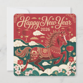 Ano Novo Chinês 2026 Cavalo de Fogo Vermelho