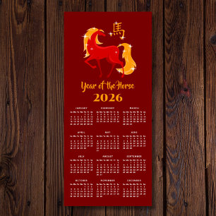 Ano Novo Lunar Chinês Cavalo 2026 Ímã de Calendári