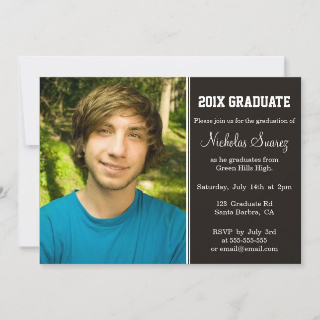 Ano preto clássico & anúncio graduado da foto (Frente)