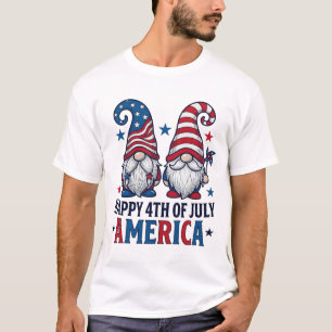 Anões Patrióticos Feliz 4 de Julho Camisa América_