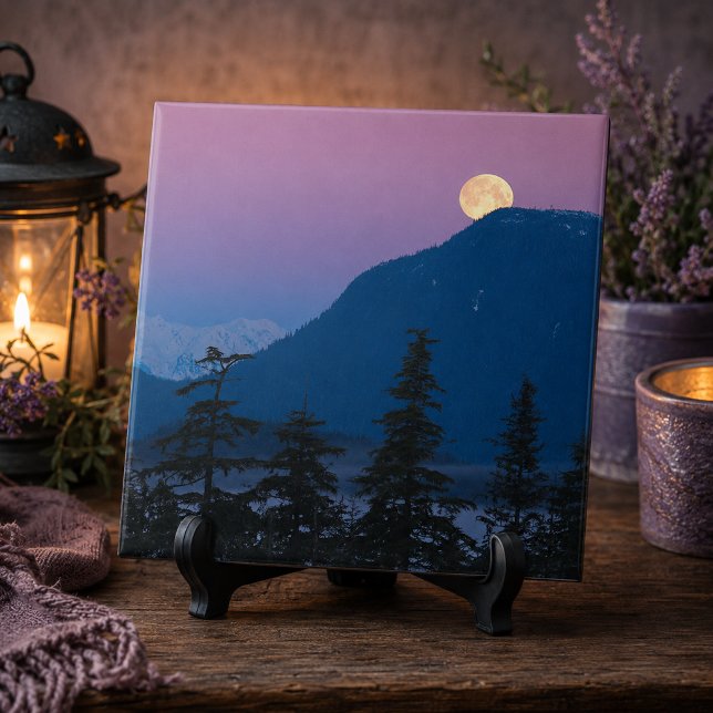 Anoitecer no Alasca (Nightfall in Alaska Ceramic Tile)