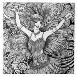 Anos 20 Rugindo Art Déco Retro Glam Preto e Branco