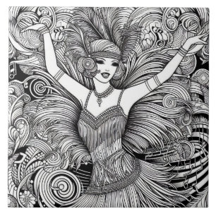 Anos 20 Rugindo Art Déco Retro Glam Preto e Branco