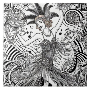 Anos 20 Rugindo Art Déco Retro Glam Preto e Branco