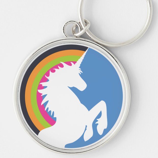 anos 80 Retro Unicorn e Chaveiro Rainbow (Frente)