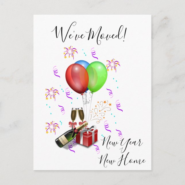 Anos novos Movendo Anúncio Movido Celebrar (Frente)