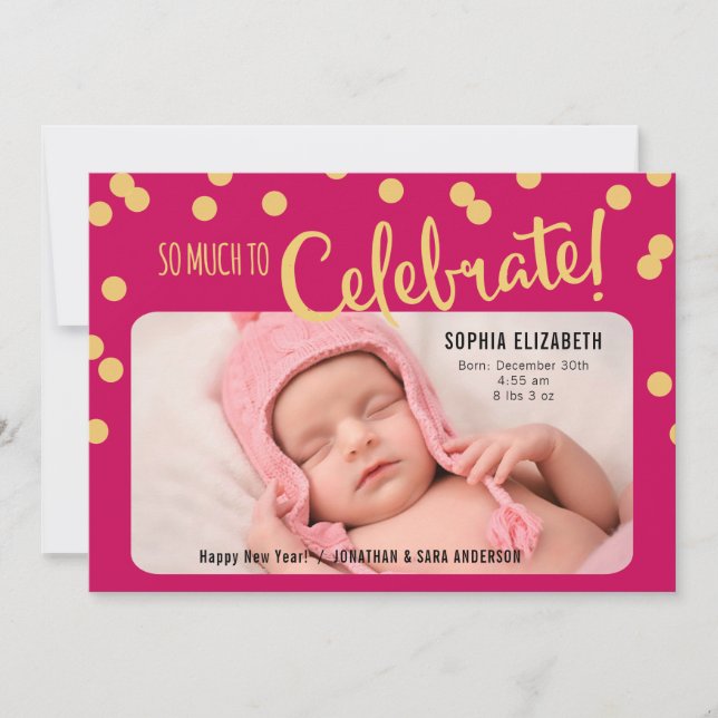 anos novos Saudando Anúncio de Nascimento de Menin (Frente)