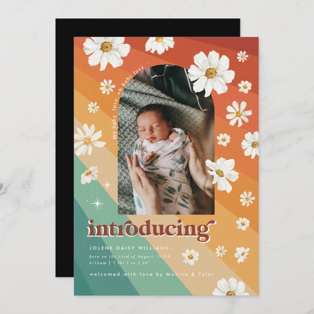 Anos setenta retrorreflectores | Anúncio de nascim (Frente/Verso)