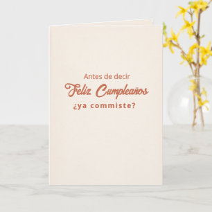 Antes do Feliz Cumpleaños Cartão de Aniversário