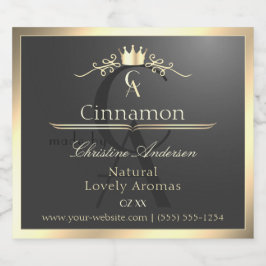 Anthracite with Gold Border Monogram Product Label