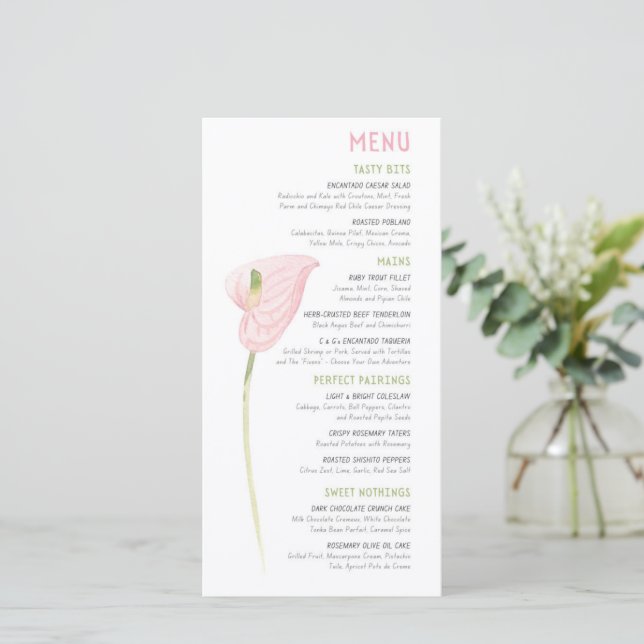 Anthurium Wedding Menu (Em pé/Frente)