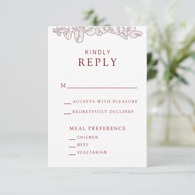 Anthurium Wedding RSVP Card (Em pé/Frente)
