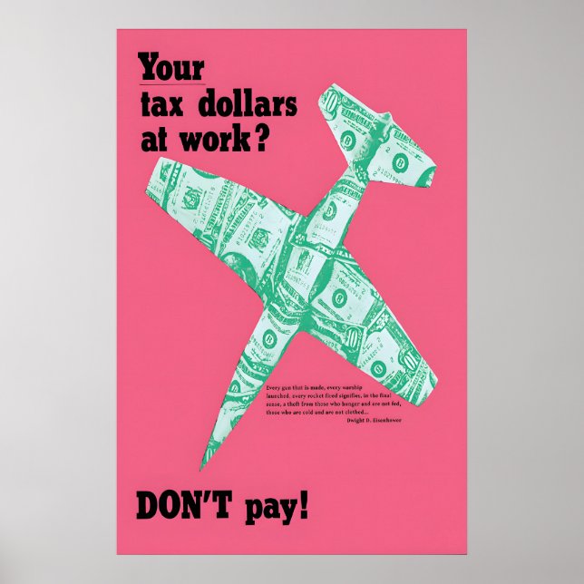 Anti-War Poster Tax Resistance USA Pacificism Art (Frente)