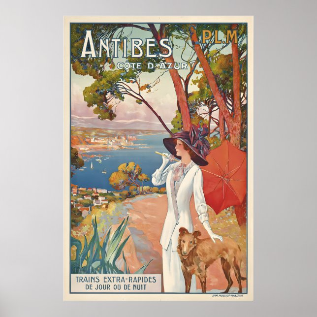 Antibes Cote d'Azur France Vintage Travel Poster (Frente)