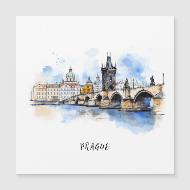 Antiga Praga, Charles Bridge Watercolor (Frente)