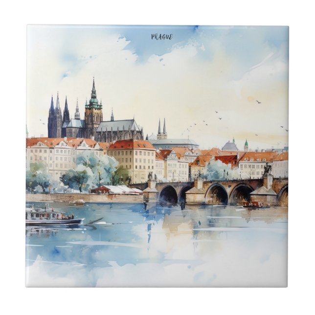 Antiga Praga, Charles Bridge Watercolor (Frente)