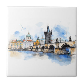 Antiga Praga, Charles Bridge Watercolor