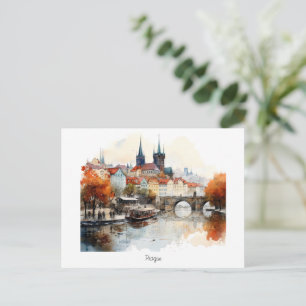 Antiga Praga em Aquarela – Cartão Postal Pintado