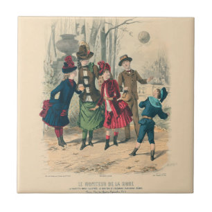 Antigo Jogo de Bola de Crianças Vitorianas de 1880