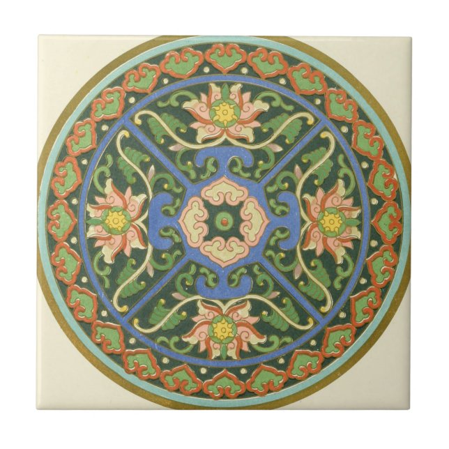 Antigo Padrão Chinês de Cloisonné: Jade Verde (Frente)