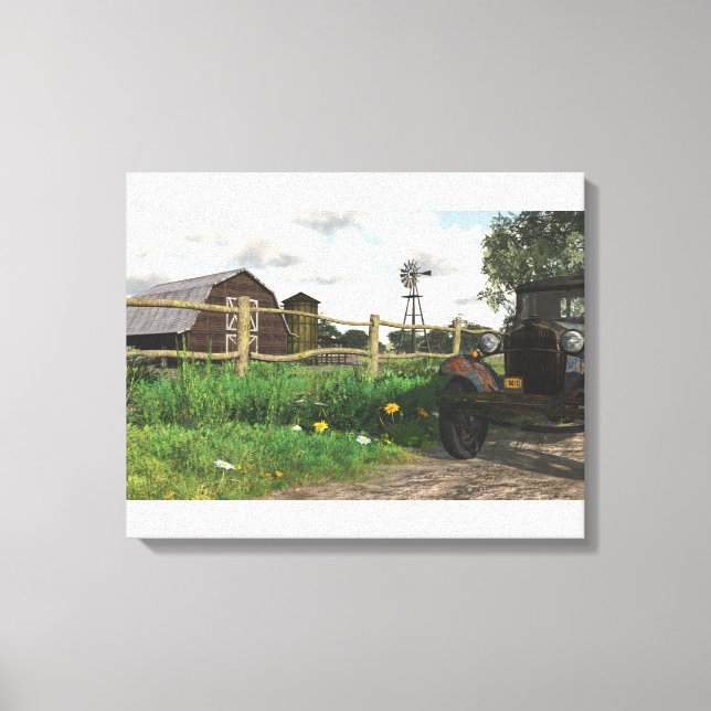 Antigo Red Barn e Canvas de Caminhão Rusty (Frente)