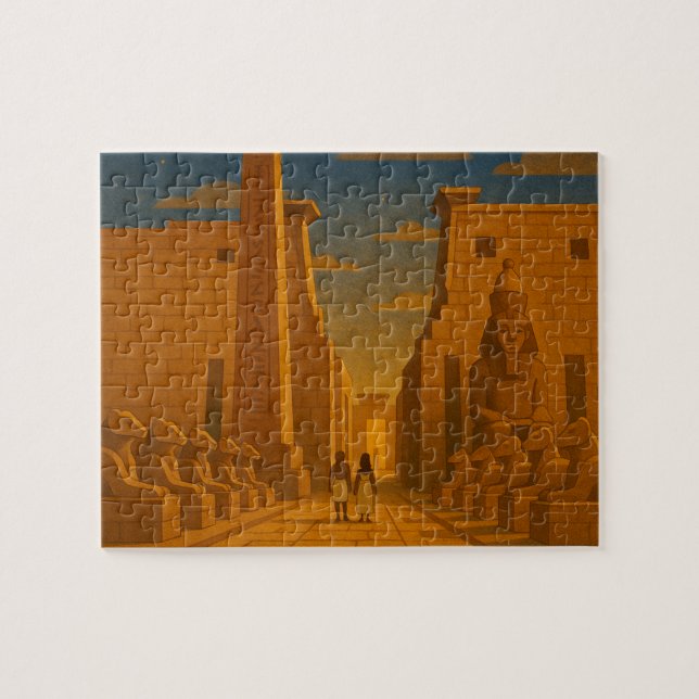 Antigo templo egípcio Mística Quebra-cabeça Dourad (Horizontal)