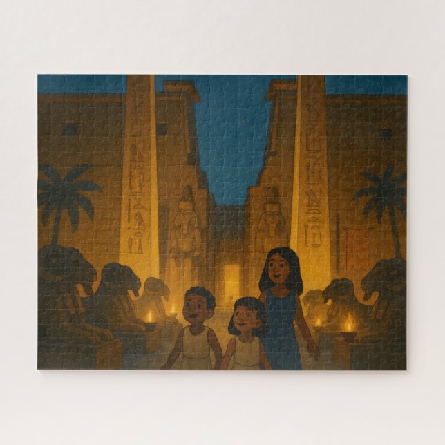 Antigo Templo Egípcio Quebra-cabeça Dourado (Horizontal)