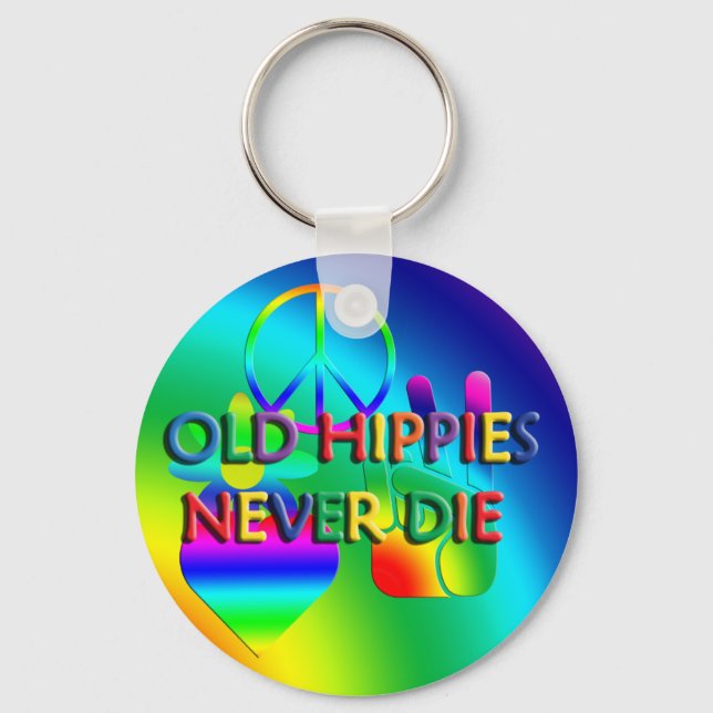 Antigos Hippies Nunca Morrem Chaveiro (Frente)