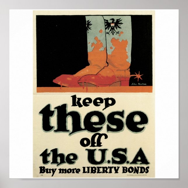 Antigos "Liberty Bonds", Poster de Guerra dos EUA. (Frente)
