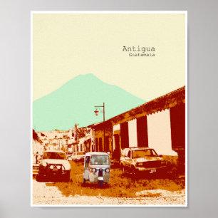 Antígua Guatemala Tuc Tuc e poster do vulcão