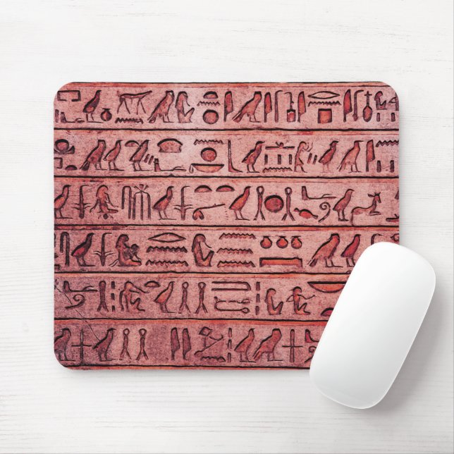 Antiguamente Egípcio Hieroglifos Red Mouse Pad (Com mouse)