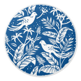 Antiguidade Chinoiserie Bird Floral Azul e Branco