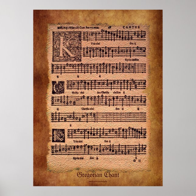 Antiguidade Gregoriana Chant Sheet Music Poster (Frente)