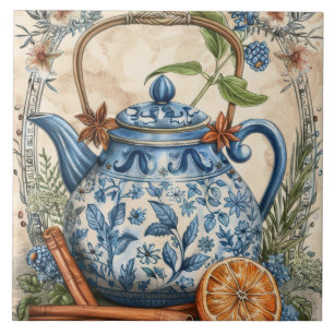 Antiguidade Kettle Blue Lemons Cinnamon
