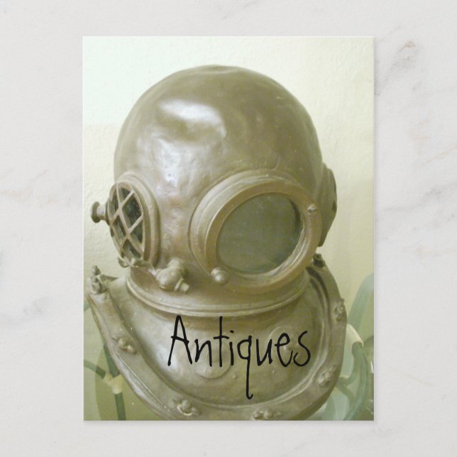 Antiguidades Cartão postal Vintage Scuba Helmet (Frente)